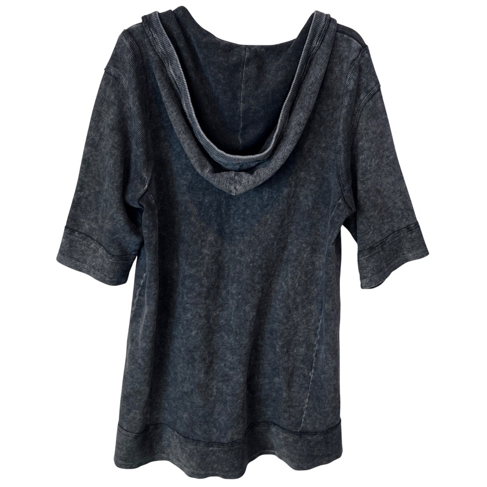 Daily Practice Anthropologie Hooded Sweatshirt Dress Black Mineral Wash Medium - Picture 4 of 13